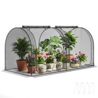 Outsunny 8' x 4' Crop Cage, Garden Plant Protector, with 2 Zippered Doors and 6 Ground Stakes, for Garden, Yard, Lawn, Black(m-13)