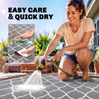 Outsunny Waterproof  Outdoor Rug, 6' x 9' RV Rug Reversible Mat for Backyard, Deck, Picnic, Beach, Camping, Grey & White Net(m-5)