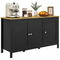 HOMCOM Sideboard, Buffet Cabinet with Doors and Adjustable Shelves for Living Room, Entryway, Black and Natural(m-9)
