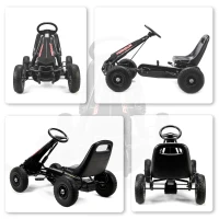 Qaba Kids Go Kart, Pedal Car with Adjustable Seat, EVA Wheels, Brake, for Boys & Girls Aged 3-8 Years Old, Black(m-9)