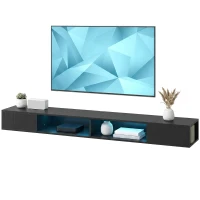 HOMCOM TV Stand with RGB LED Lights, Entertainment Center with Open Shelves for 75 Inch TV, Black Wood Grain(m-2)