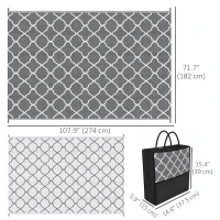 Outsunny Waterproof  Outdoor Rug, 6' x 9' RV Rug Reversible Mat for Backyard, Deck, Picnic, Beach, Camping, Grey & White Net(m-3)