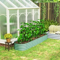 Outsunny 7.9' x 2' x 1' Galvanized Raised Garden Bed Kit, Metal Planter Box with Safety Edging, Green(m-9)