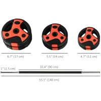 Soozier 44lbs Adjustable Barbell Weight Set, Solid One-Piece Barbell Bar and Weights for Home Gym Weight Lifting Strength Training Exercise, Max Load 110 lbs, Black and Red(m-3)
