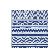 Outsunny Reversible Outdoor Rug, Patio Floor Mat, 6'x9' Plastic Straw Rug for Backyard Deck, Beach, Camping, Dark Blue and White(m-12)