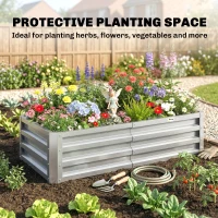 Outsunny Galvanized Raised Garden Bed, 4' x 2' x 1' Metal Planter Box, for Growing Vegetables, Flowers, Herbs, Succulents, Green(m-6)