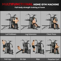 Soozier All-in-One Multi Home Gym Machine Workout Station with Weight Stack and Pulley System for Full Body Training, Black(m-4)