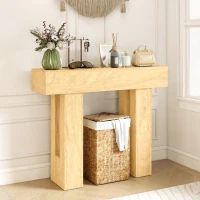 HOMCOM 42 Inch Console Table, Sofa Table Behind the Couch with Thickened Tabletop for Living Room, Hallway, Entrance, Oak(m-2)