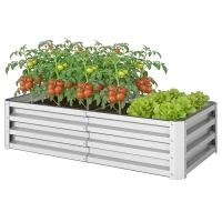 Outsunny Galvanized Raised Garden Bed, 4' x 2' x 1' Metal Planter Box, for Growing Vegetables, Flowers, Herbs, Succulents, Green(m-1)