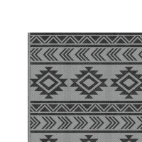 Outsunny Reversible Outdoor RV Rug, Patio Floor Mat, 6' x 9' Plastic Straw Rug for Backyard, Deck, Beach, Camping, Black & Grey(m-13)
