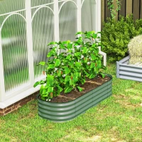 Outsunny 4.9' x 2' x 1' Galvanized Raised Garden Bed Kit, Metal Planter Box with Safety Edging, Green(m-8)