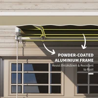 Outsunny 8'x7' Patio Awning Manual Retractable Sun Shade Outdoor Deck Canopy Shelter, Khaki(m-6)