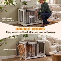 PawHut 100 cm Dog Crate Furniture with Sliding Barn Door for Large Breeds, White(m-5)