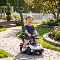Aosom 3 in 1 Ride on Push Car for Toddlers, Licensed Kids Sliding Car with Safety Protection Footrest Horn, White(m-8)
