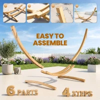 Outsunny 10.6' Wooden Hammock Stand Only, Universal Hammock Frame for Single Bed, Garden Picnic Camp Accessories, 264lbs, Natural(m-7)