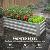 Outsunny Galvanized Raised Garden Bed, 4' x 2' x 1' Metal Planter Box, for Growing Vegetables, Flowers, Herbs, Succulents, Green(m-4)