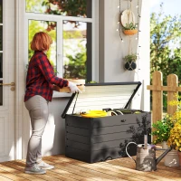 Outsunny Large Deck Box, Outdoor Storage Container with Lock for Pool Toys, Garden Tools, Furniture and Sports Equipment, Grey(m-1)