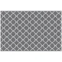 Outsunny Waterproof  Outdoor Rug, 6' x 9' RV Rug Reversible Mat for Backyard, Deck, Picnic, Beach, Camping, Grey & White Net(m-13)