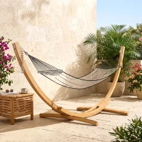 Outsunny 10.6' Wooden Hammock Stand Only, Universal Hammock Frame for Single Bed, Garden Picnic Camp Accessories, 264lbs, Natural(m-9)