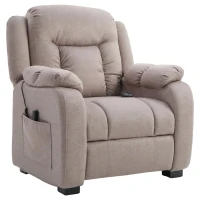 HOMCOM Massage Recliner Chair with Quiet Brushless Motor Pet-Friendly Fabric Power Recliner with 2 Memory Positions Brown(m-12)