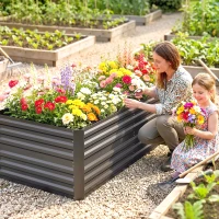 Outsunny Galvanized Raised Garden Bed, Steel Outdoor Planters with Reinforced Rods, 71" x 36" x 23", Dark Gray(m-2)
