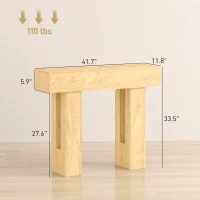 HOMCOM 42 Inch Console Table, Sofa Table Behind the Couch with Thickened Tabletop for Living Room, Hallway, Entrance, Oak(m-3)