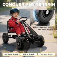 Qaba Kids Go Kart, Pedal Car with Adjustable Seat, EVA Wheels, Brake, for Boys & Girls Aged 3-8 Years Old, Black(m-6)