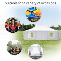 Outsunny 21' x 29' Wedding Event Party Tent High Peak Decagonal Outdoor Gazebo Canopy with Removable Walls White(m-4)