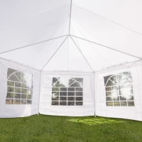 Outsunny 16' x 22' Wedding Event Party Tent High Peak Octagonal Outdoor Gazebo Canopy with Removable Walls White(m-9)