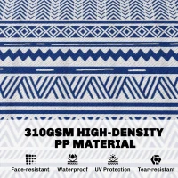 Outsunny Reversible Outdoor Rug, Patio Floor Mat, 6'x9' Plastic Straw Rug for Backyard Deck, Beach, Camping, Dark Blue and White(m-4)