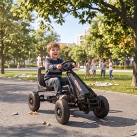 Qaba Kids Go Kart, Pedal Car with Adjustable Seat, EVA Wheels, Brake, for Boys & Girls Aged 3-8 Years Old, Black(m-10)