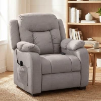 HOMCOM Massage Recliner Chair with Quiet Brushless Motor Pet-Friendly Fabric Power Recliner with 2 Memory Positions Brown(m-8)
