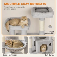 PawHut 79" Tall Cat Tree for Indoor Large Cats Adult with Split Baseboard, 2 Cat Condos, 2 Beds, 5 Sisal Scratching Posts(m-6)