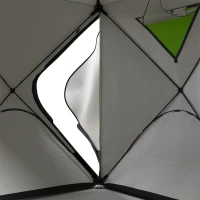 Outsunny 8 Person Ice Fishing Shelter, Pop-Up Ice Shanty Tent, Insulated Portable Tent with 2 Doors & Carrying Bag, Bright Green(m-8)
