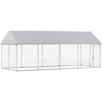 PawHut Heavy Duty Outdoor Dog Kennel with Waterproof Roof, Secure Latch, Chain Link Dog Run for Backyard, 19.7' x 7.5' x 7.9'(m-2)