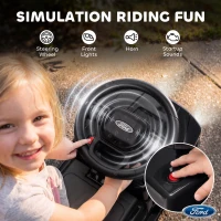 Qaba 3 In 1 Licensed Ford Kids Push Car with Push Handle, Horn, Sound, Secure Bar, Storage, for Toddlers 18-36 Months, Black(m-6)