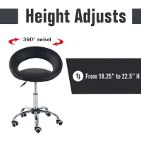 HOMCOM Modern Hydraulic Moon Salon Stool Rolling Swivel Chair Massage Spa Tattoo Pub Bar Stool, Black and Chrome(m-5)