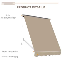 Outsunny 6' Drop Arm Manual Retractable Window Awning Sun Shade Shelter for Patio Balcony Outdoor, Aluminum, Can Cover 2 Windows, Cream White(m-7)