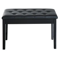 HOMCOM Piano Bench, Duet Piano Chair with Faux Leather Padded Cushion and Wooden Frame, Button Tufted Keyboard Bench, Black(m-8)