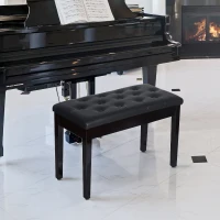 HOMCOM 30" Piano Bench with Padded Cushion and Storage, Faux Leather Keyboard Bench with Solid Wood Legs, Black(m-1)
