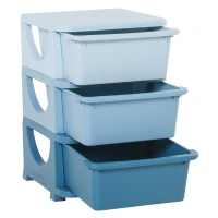 Qaba 3 Tier Kids Storage Unit, Toy Organizers and Storage with 3 Drawer for Bedroom Nursery Living Room for Boys Girls, Blue(m-11)
