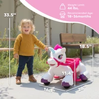 Qaba 12V Unicorn Ride on Horse with Carrot Toy, Comb, Animal Sounds, for Girls Boys Aged 1.5-3 Years Old(m-3)