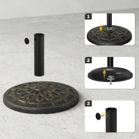 Outsunny 26 lbs Resin Round Umbrella Base Stand Market Parasol Base for Φ1.5", Φ1.89" Pole, for Backyard, Garden, Bronze(m-7)