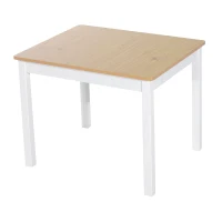 Qaba 4-Piece Set Kids Wood Table Chair Bench with Storage Function Easy to Clean Gift for Girls Boys Toddlers Age 3 Years up Natural and White(m-9)