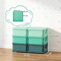 Qaba 3 Tier Kids Storage Organizer with 6 Drawers for Bedroom, Nursery, Kindergarten, Living Room, Boys and Girls, Green(m-3)