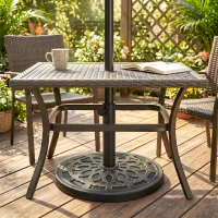 Outsunny 26lbs Heavy Duty Umbrella Base, 17" Umbrella Stand Outdoor Base with Decorative Pattern, for Patio, Outdoor, Swimming Pool, Bronze(m-9)