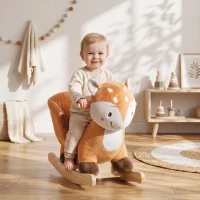 Qaba Baby Rocking Horse, Spotted Deer Rocking Horse Toy with Sounds, Seat Belt and Widened Base for Toddlers 1-3 Y, Brown(m-10)