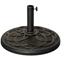 Outsunny 42 lbs Resin Round Market Umbrella Base Holder 22" Decorative Parasol Stand for Patio, Outdoor, Backyard, Bronze(m-11)