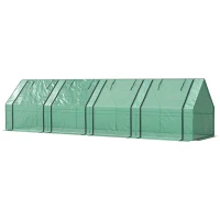 Outsunny Portable Mini Greenhouse, Outdoor Garden with Large Zipper Doors and Water/UV PE Cover, 12' x 3' x 3', Green(m-1)