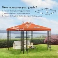 Outsunny 10' x 10' Square 2-Tier Gazebo Canopy Replacement Top Cover Outdoor Garden Sun Shade, Orange(m-3)